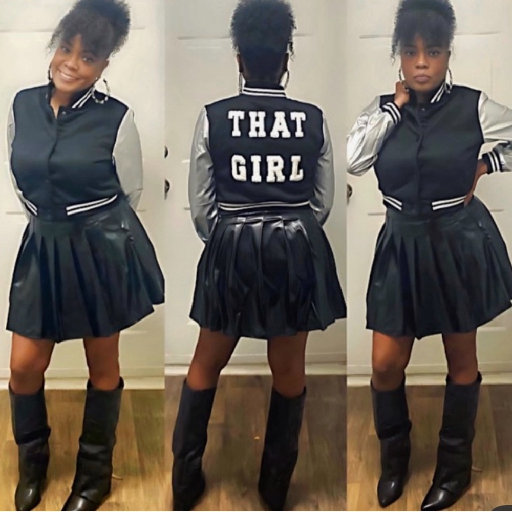 Luxe Noir Pleated Vegan leather Tennis Skirt